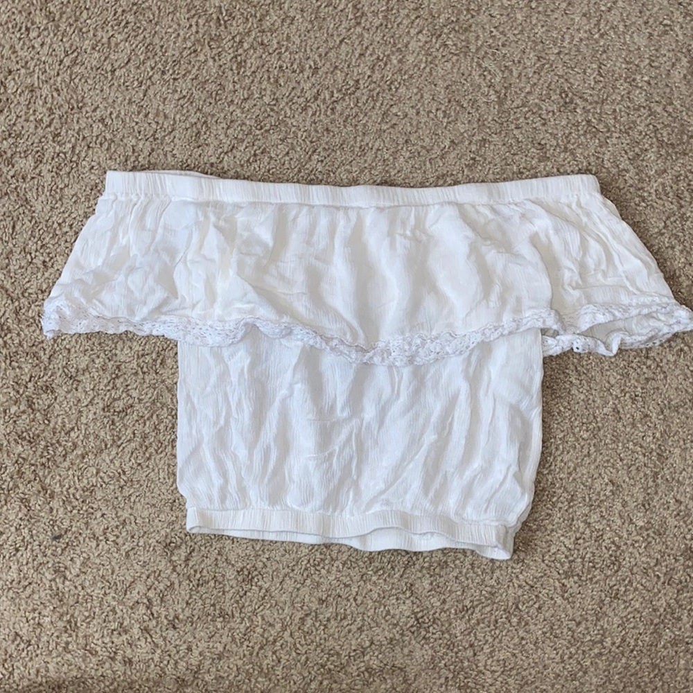 Lulus white crop top, size small, shoulderless
